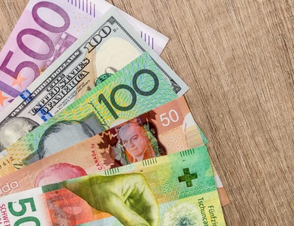 American Dollars European Euro Swiss Franc Canadian Dollar Australian Dollar Bills 6672677 600x460