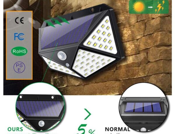 Solar Lights Outdoor 100 Led Bright Motion Sensor Light Wide Angle Wall Light Waterproof Solar Powered 1249128 600x460